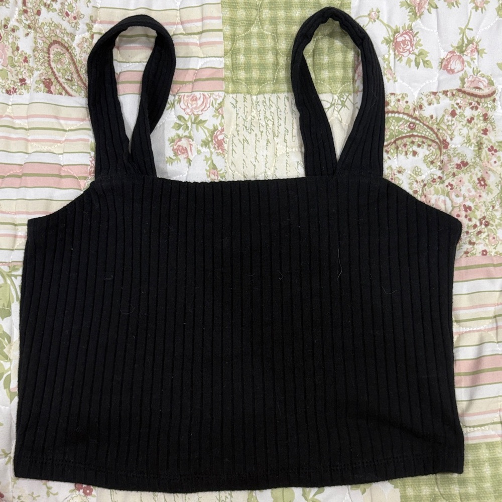 American Eagle Outfitters Black Ribbed Tank Top